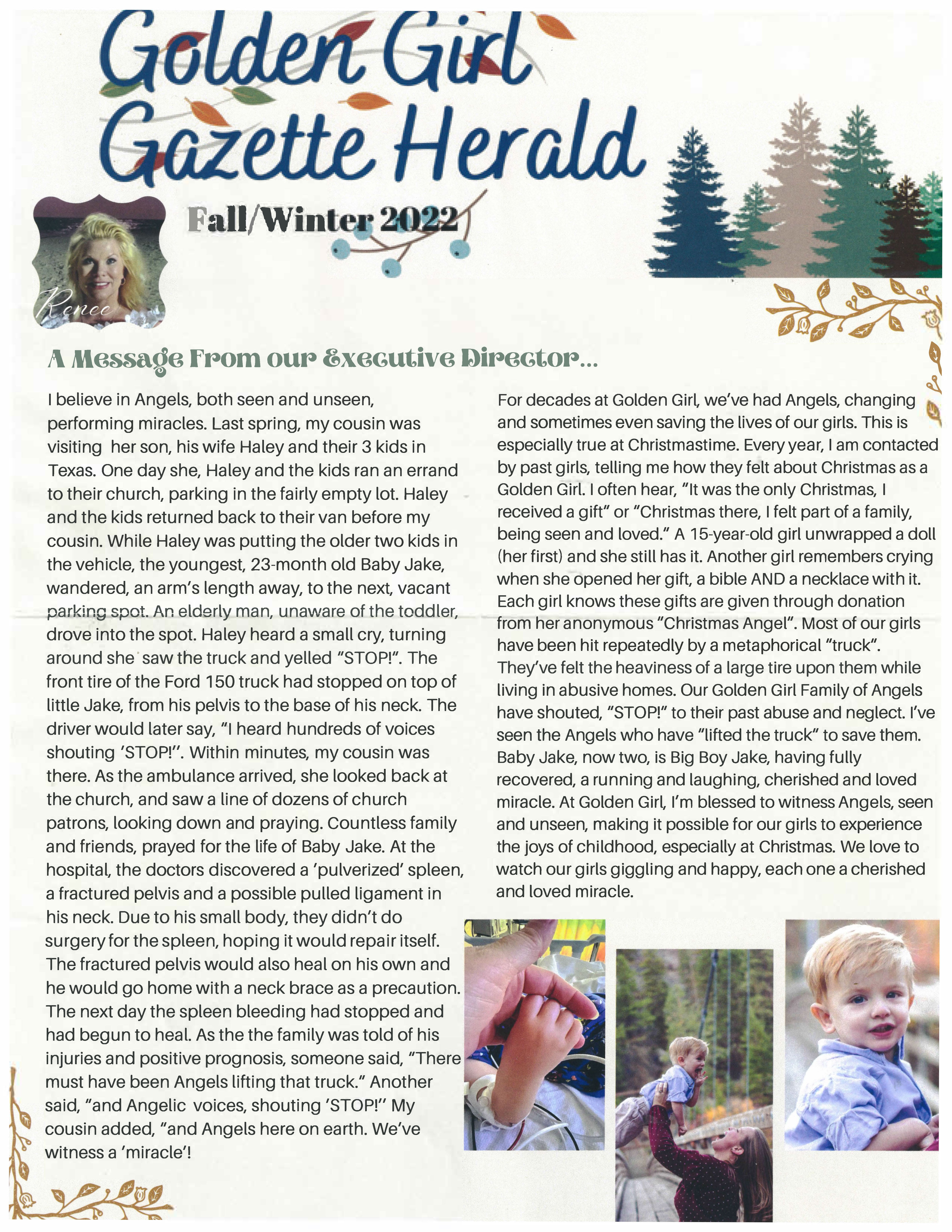 Page one of Fall WInter 2022 Newsletter