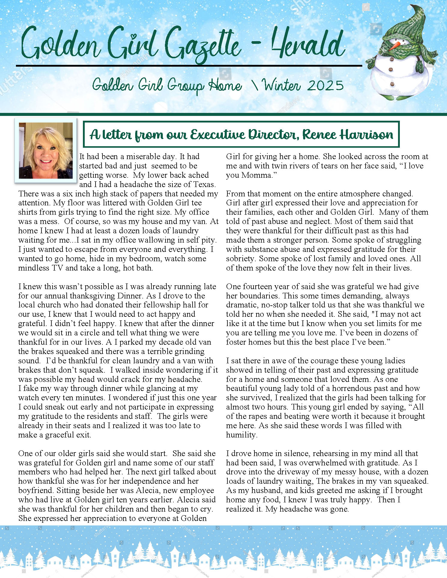 Page one of Winter 2025 Newsletter